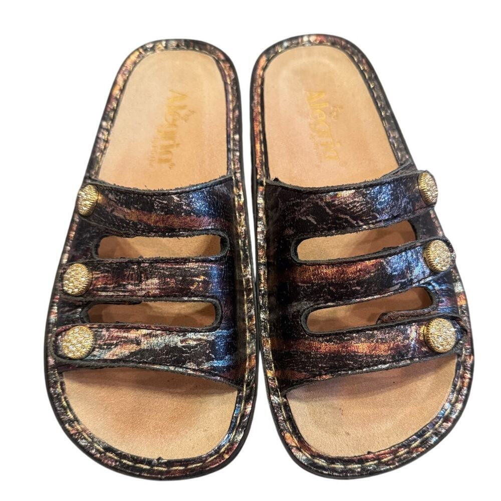 Algeria Fiona Black Brown Earthy Women's Slip On Shoes Sandals Sz 35 Us Sz 5/5.5